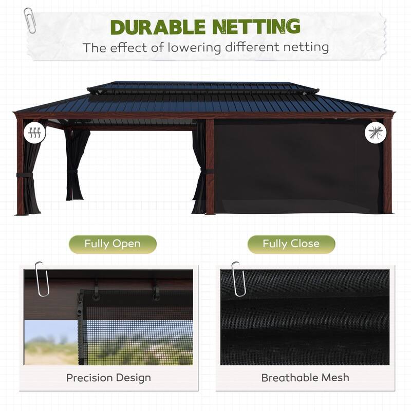 VEIKOUS Outdoor Premium Gazebo with Galvanized Steel Double Roof, Aluminum Frame, and High-Quality Nettings
