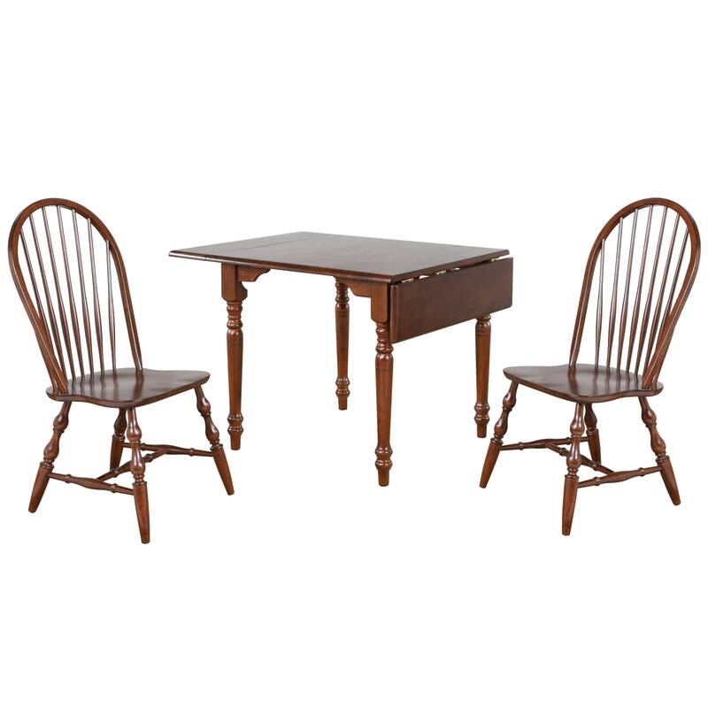 Rectangular Dining Set - 3 Piece Table & Chair Set - Expandable Drop Leaf Table - Wood Dining Room Furniture