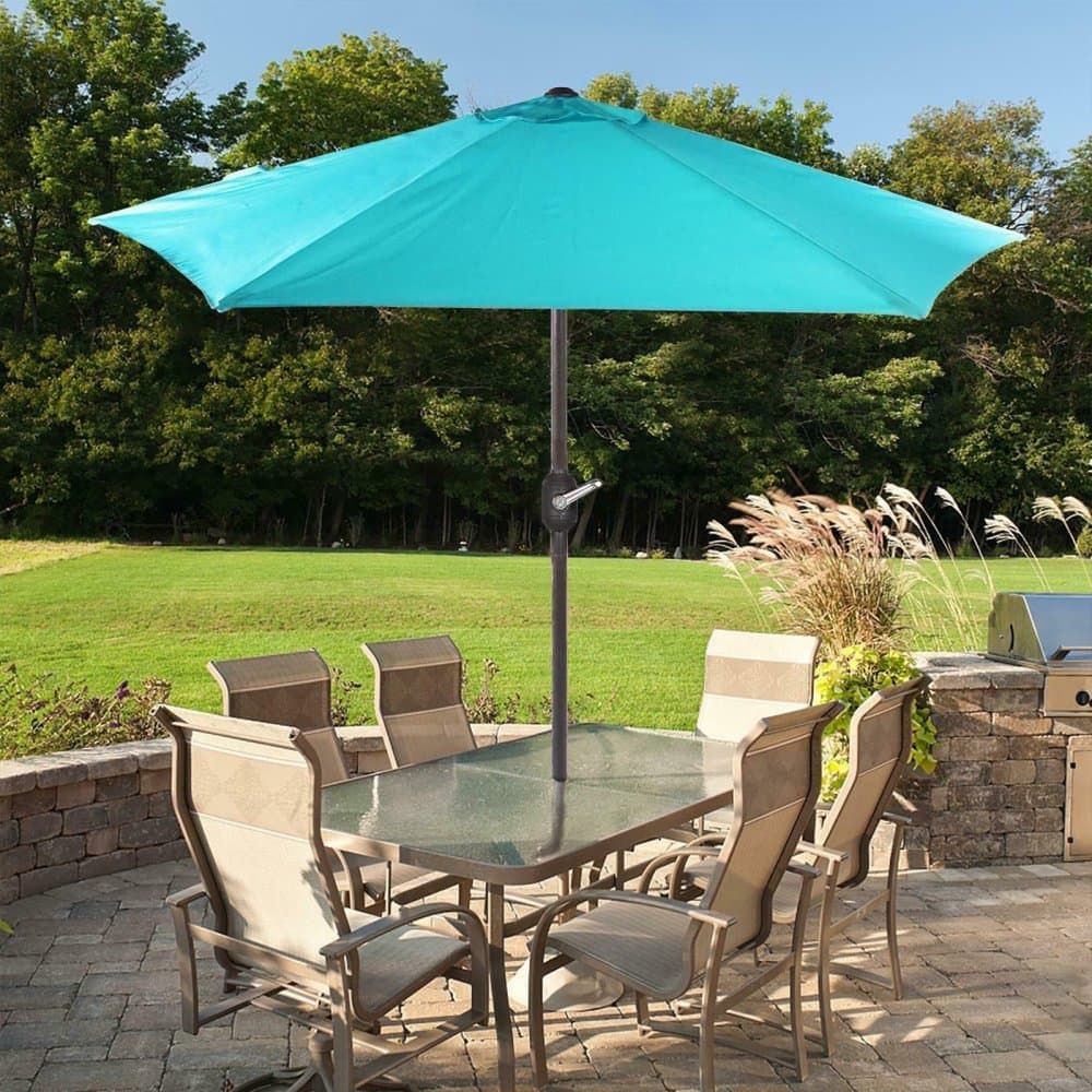 7.5 ft Outdoor Patio Umbrella for Inground Pool Balcony Backyard Blue ...