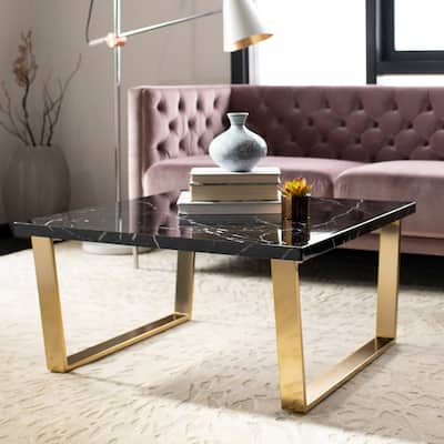 SAFAVIEH Carmen Black/ Brass Square Coffee Table - 31.5" x 31.5" x 15.8"