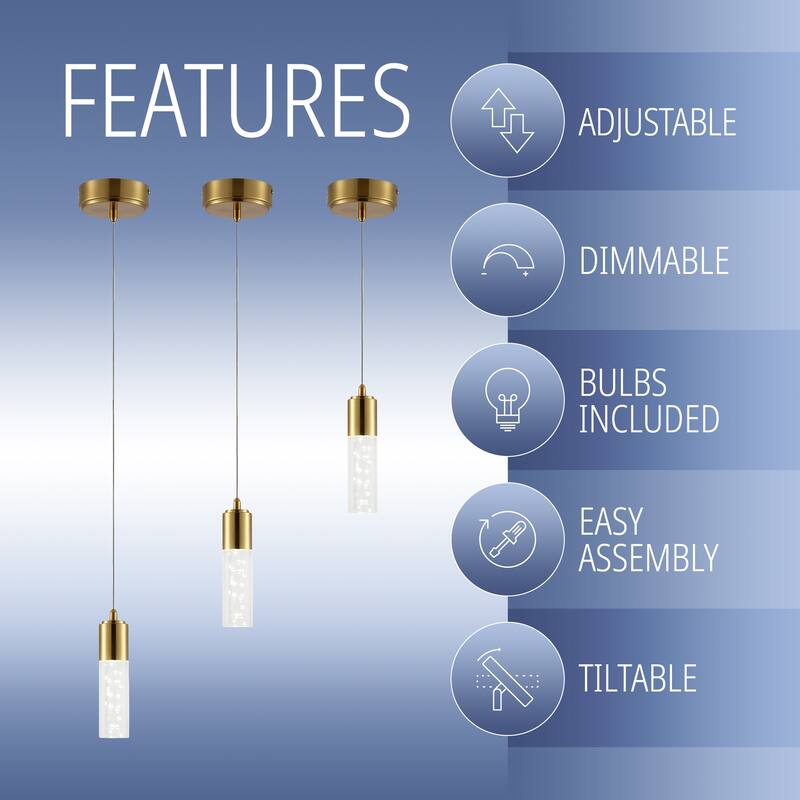 Cristal 1-Light Bubble Acrylic/Iron Modern Minimalist Integrated LED Pendant, by JONATHAN Y - 1 Light