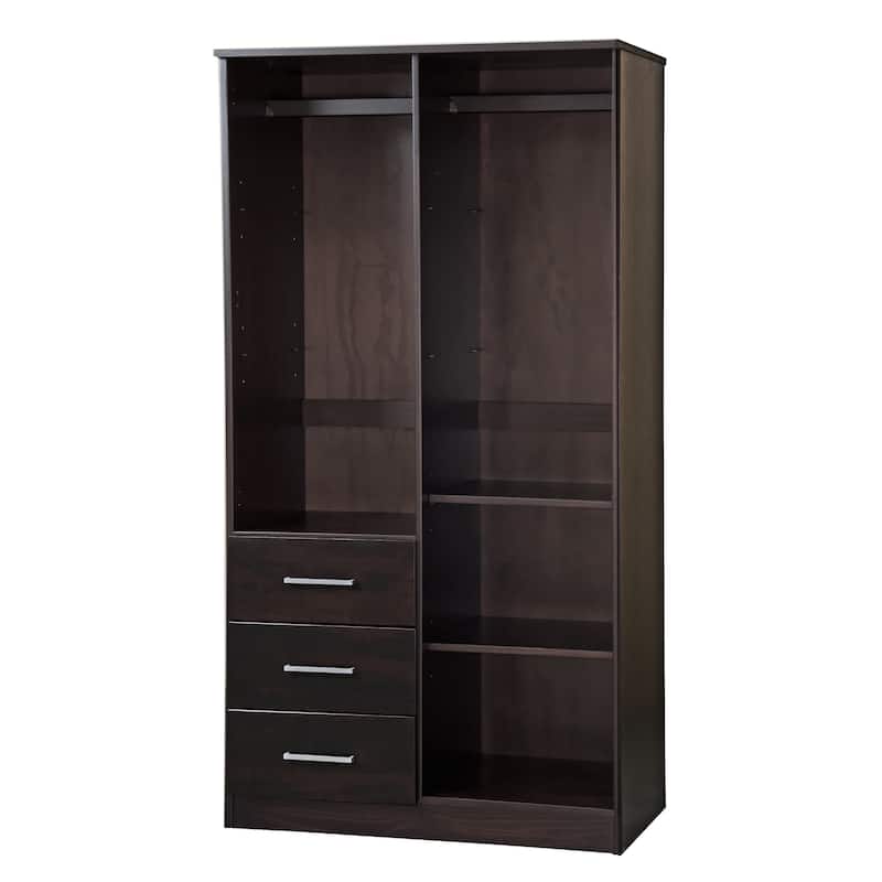 Palace Imports 100% Solid Wood Metro Wardrobe Armoire with Solid Wood or Mirrored Doors
