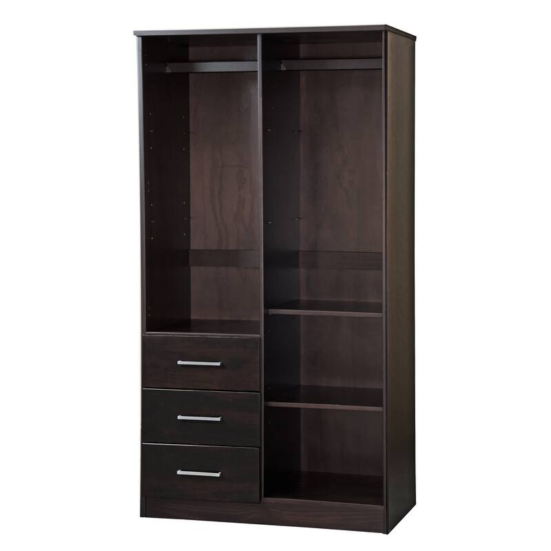 Palace Imports 100% Solid Wood Metro Wardrobe Armoire with Solid Wood or Mirrored Doors