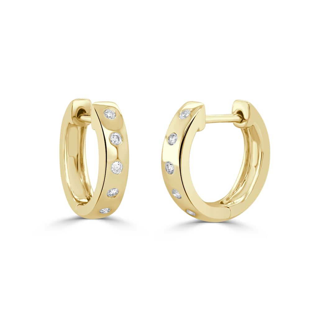 Joelle Collection 14K Yellow Gold Diamond Huggy Earrings 0.50"