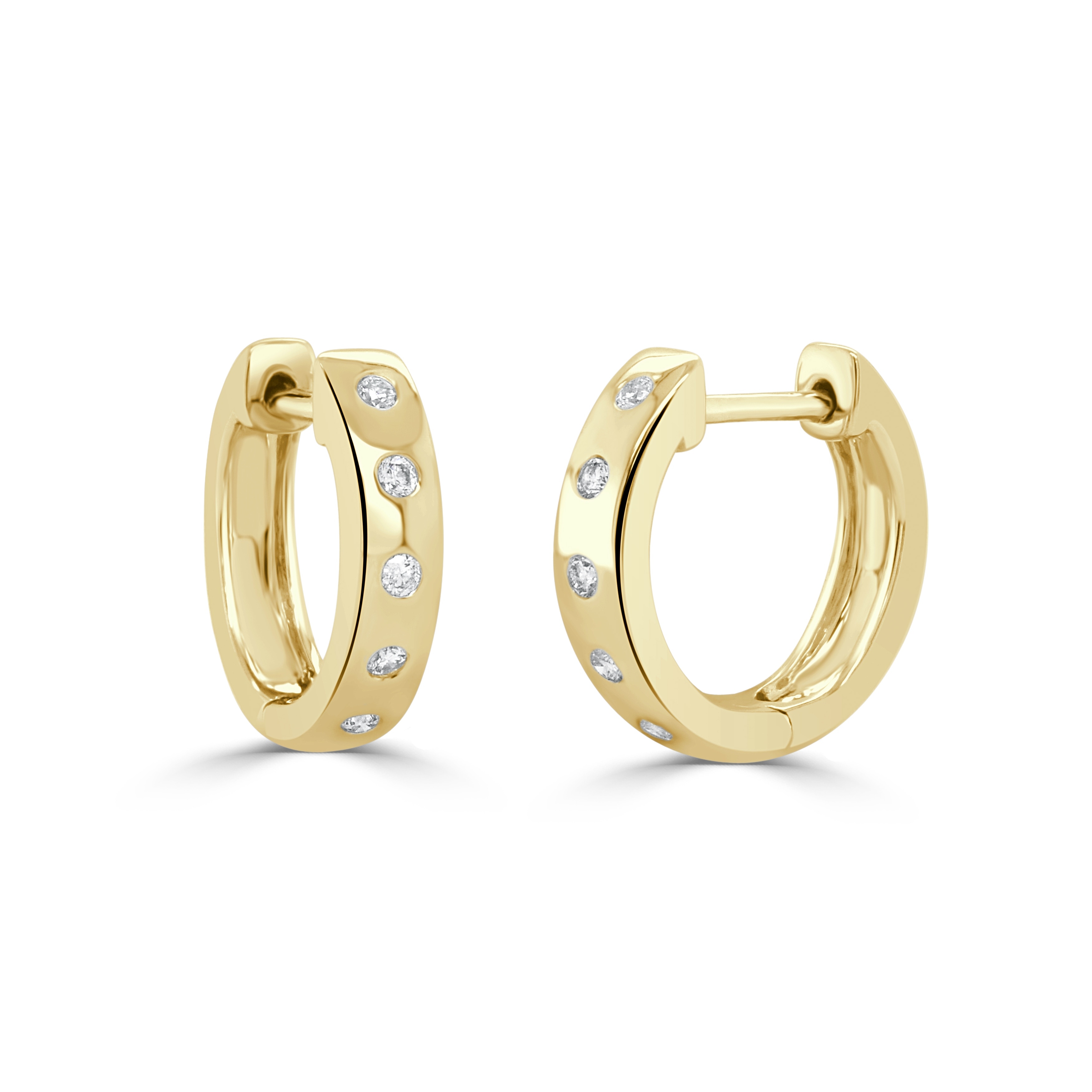 Joelle Collection 14K Yellow Gold Diamond Huggy Earrings 0.50"