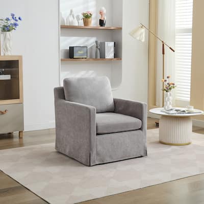 29.92" Chenille Swivel Accent Chair with Removable Cushion
