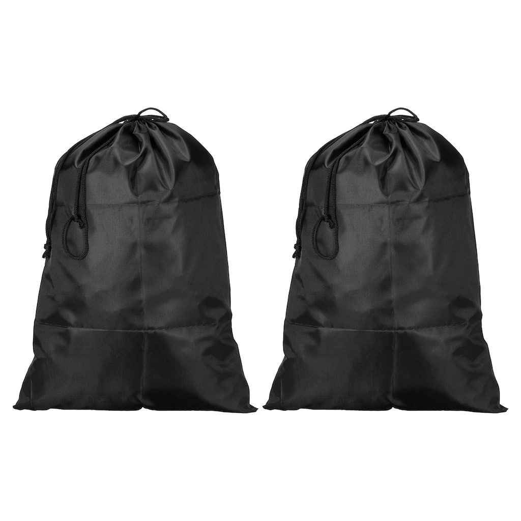 2pcs 16.5" Height Clothes Storage Double Drawstring Bag for Camping, Black