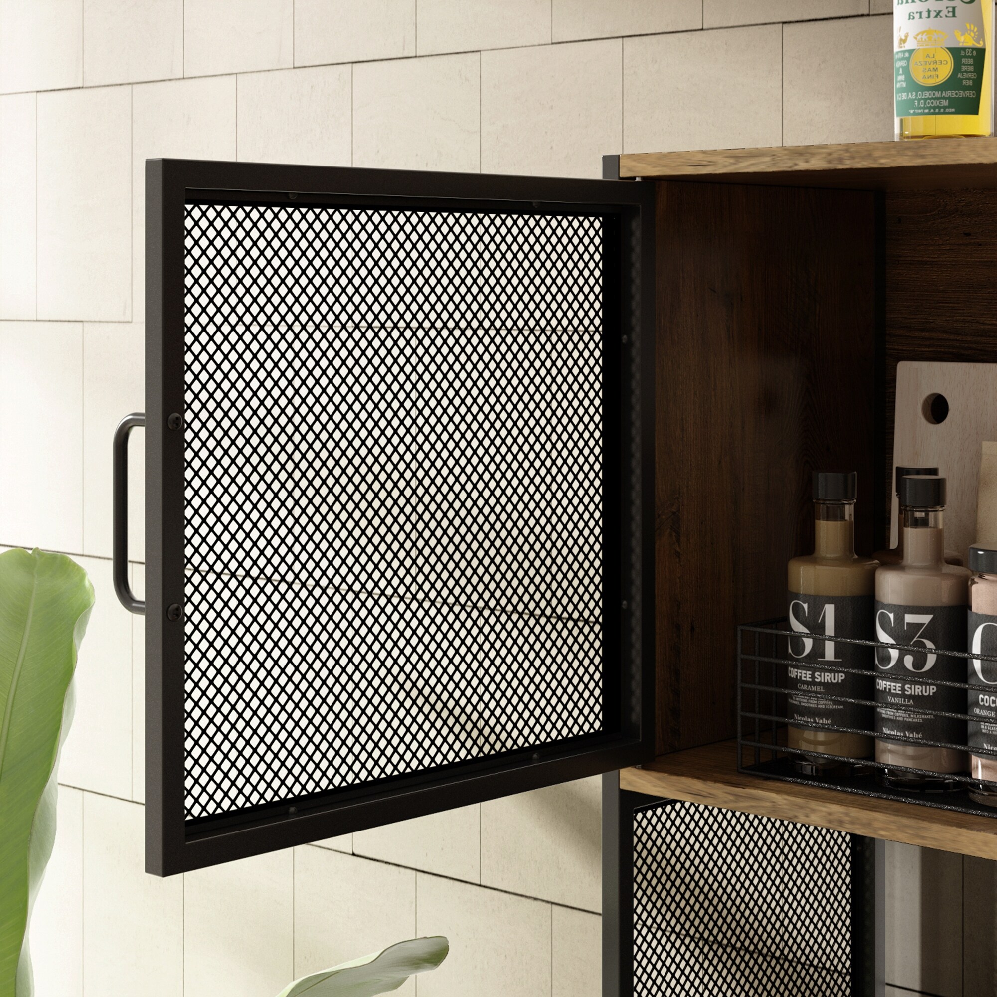 Wood Kitchen Storage Cabinet Style Dog Crate Furniture with 4