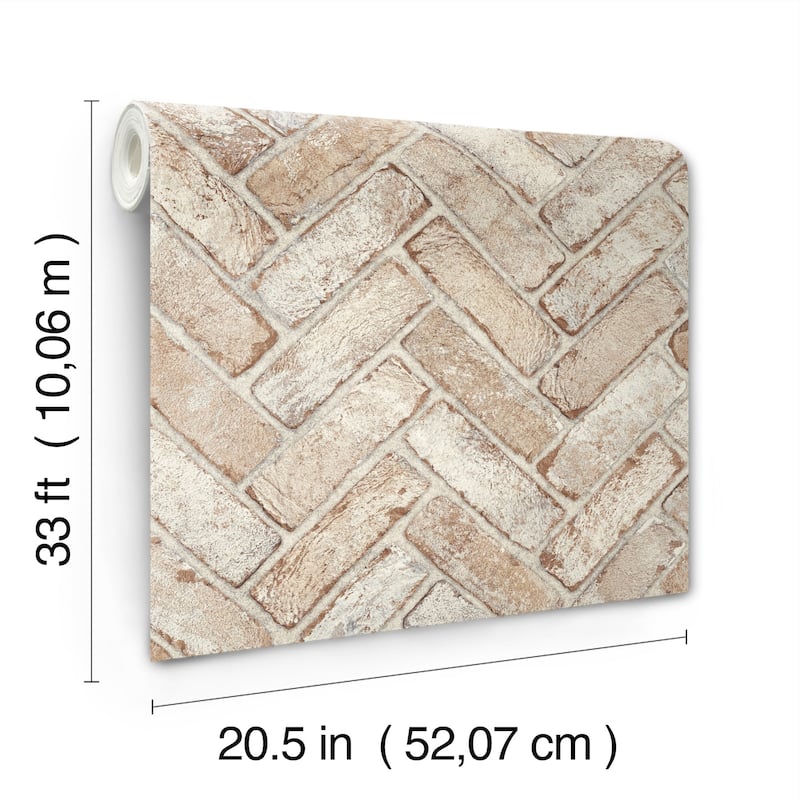 Chesapeake Canelle Rust Brick Herringbone Wallpaper