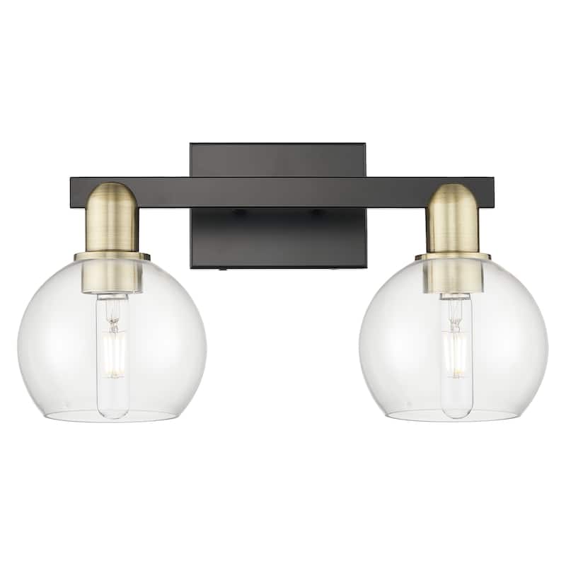 Innovations Lighting Endless Possibilities Arcadia - Athens - 2 Light 17" Bath Vanity Light - Clear/Black Antique Brass