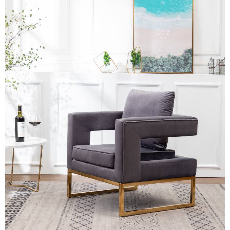 Contemporary Upholstered Accent Arm Chair - Grey