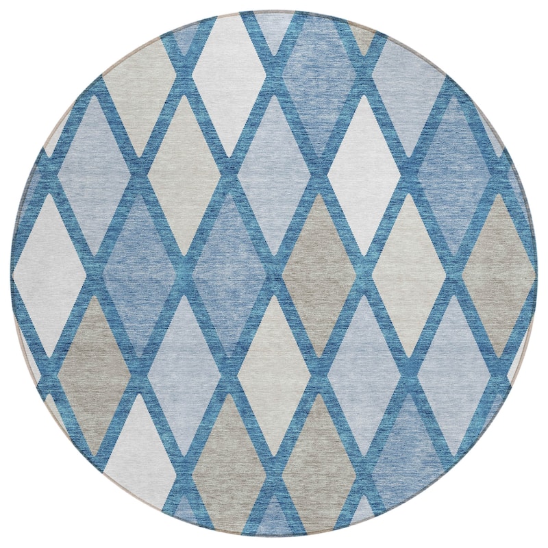 Machine Washable Indoor/ Outdoor Chantille Diamond Prism Rug
