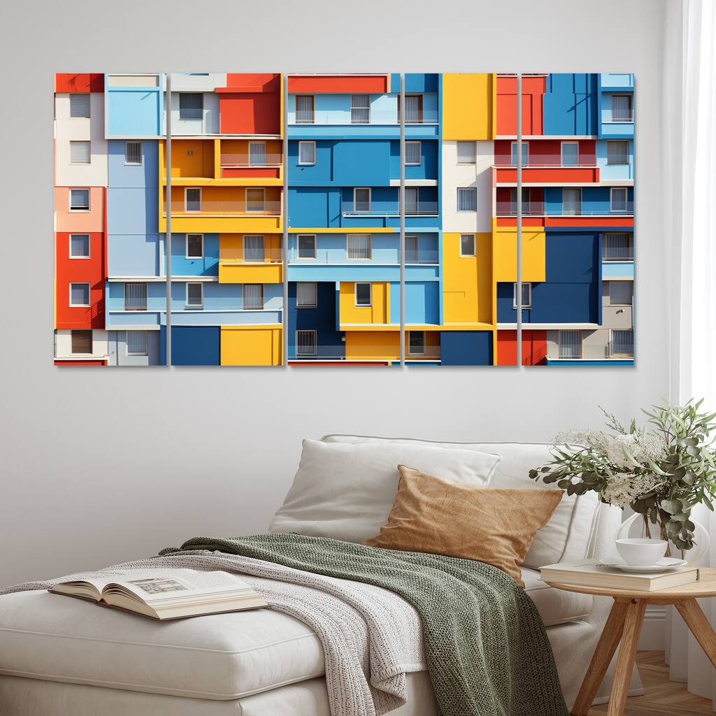 Designart "Cityscape Colorful Patterns I" Architecture Wall Art Prints Set