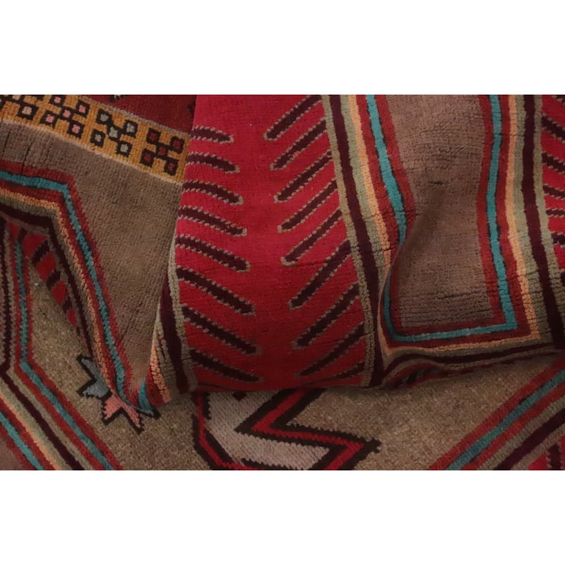 Hand Knotted Oriental 100% Wool Carpet Traditional Tribal Brown Ardebil Runner Rug - 10' 3'' X 3' 9''