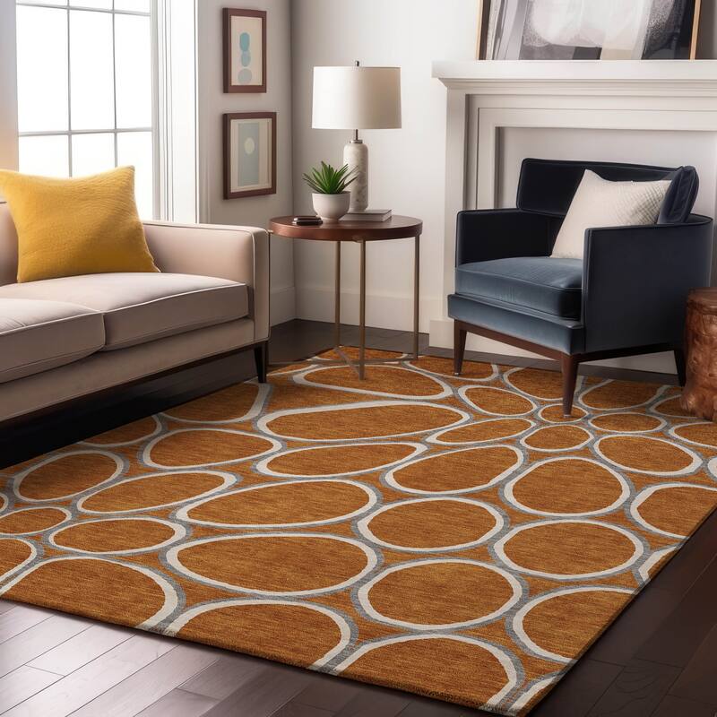 Premium Washable Super Soft Contemporary Bubble Mayfield Rug - Paprika - 2'6" x 3'10"