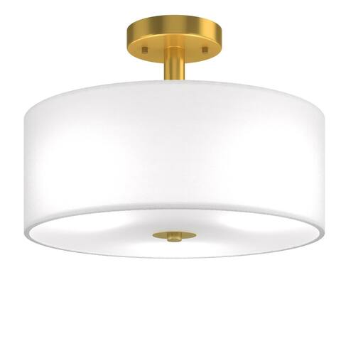 3-Light Semi Flush Mount Ceiling Light Fixture Glass Drum Pendant Lamp - 16'' x 16'' x 11'' (L x W x H)