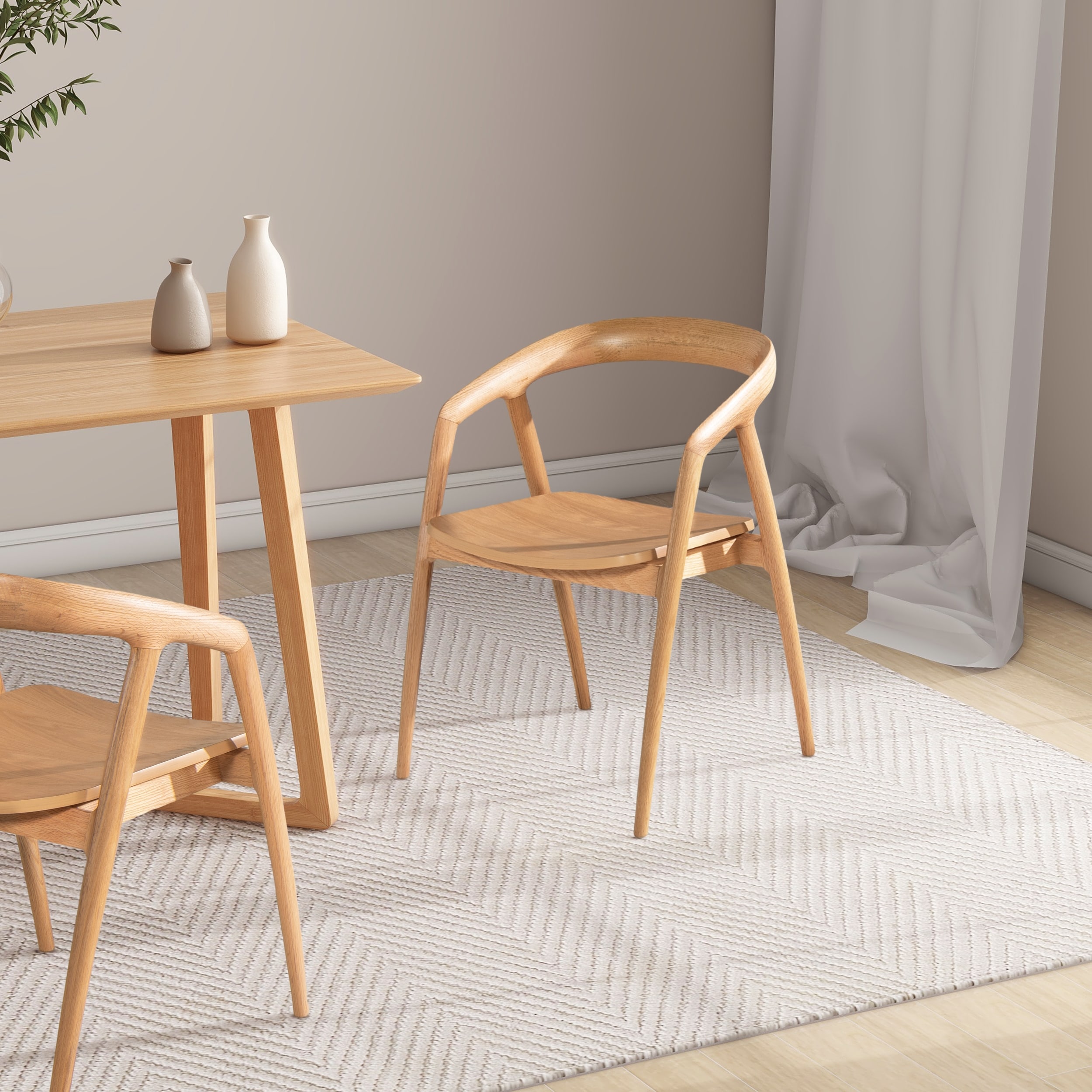 Simeon 21" Sculpted Oak Wood Dining Chair