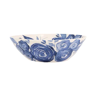 viva by VIETRI Blue Camellia Shallow Serving Bowl
