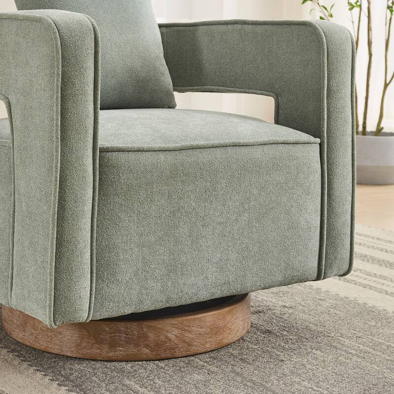Swivel Accent Open Back Chair Modern Comfy Sofa Chair With Weathered Base For Nursery Bedroom Living Room Hotel Office