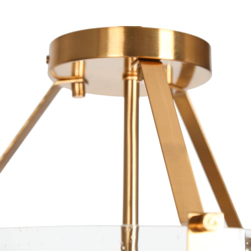Liniya Modern 2-light Electroplated Brass Drum Semi-flush Mount Bowl Glass Ceiling Light