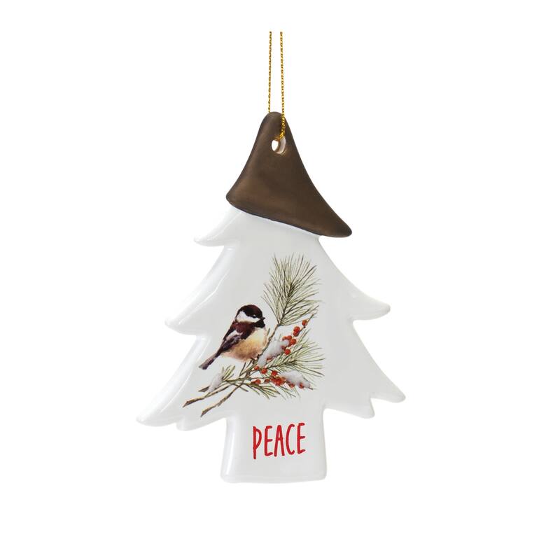 Chickadee Joy and Peace Tree Ornament (Set of 12)