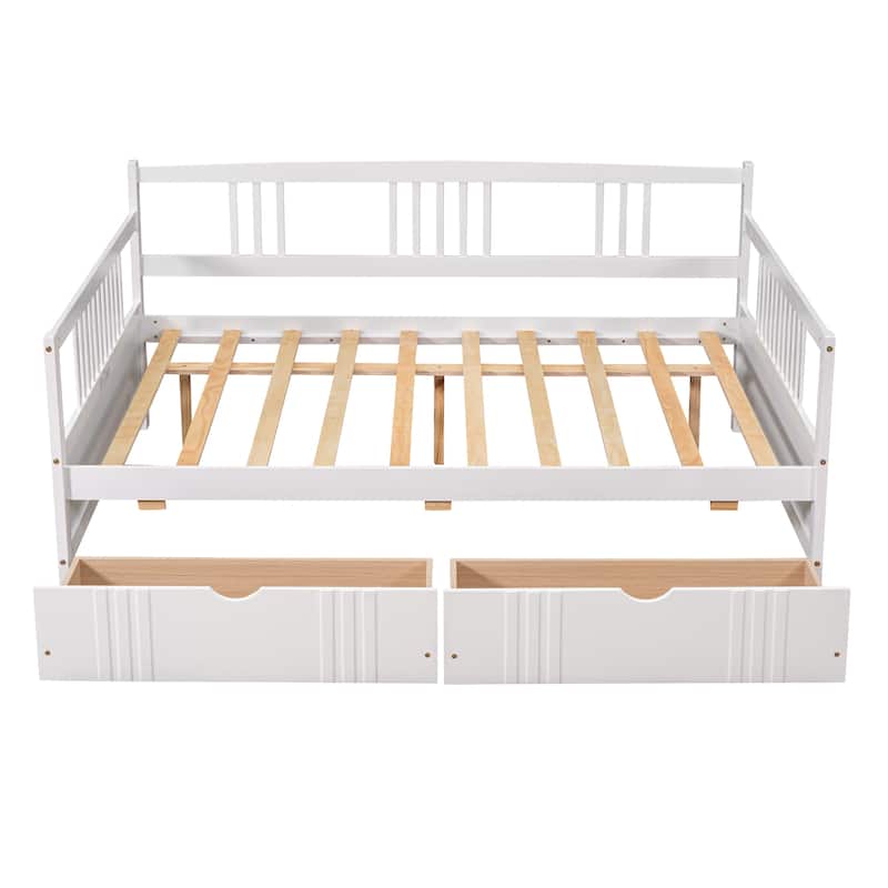 Full Size Daybed Wood Bed with 2 Drawers, Espresso