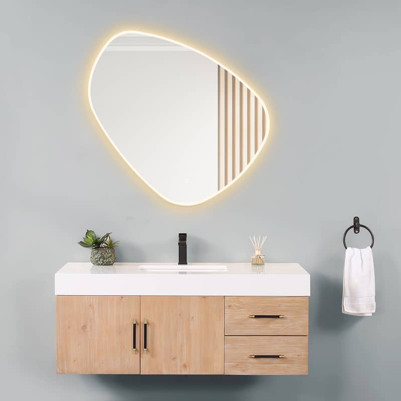Altair Rasso Novelty Frameless Modern Bathroom Vanity LED Lighted Wall Mirror
