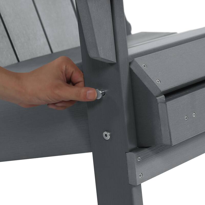 Hurley Folding Poly Plastic Adirondack Chair with Pull-out Ottoman