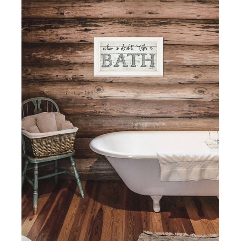TrendyDecor4U Farmhouse "When in Doubt Take a Bath" Framed Print Wall Art by Susie Boyer - White