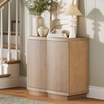 Tambellini Mid Century Modern Accent Cabinet with Doors or Media Storage Cabinet for Living Room with Solid Wood Base