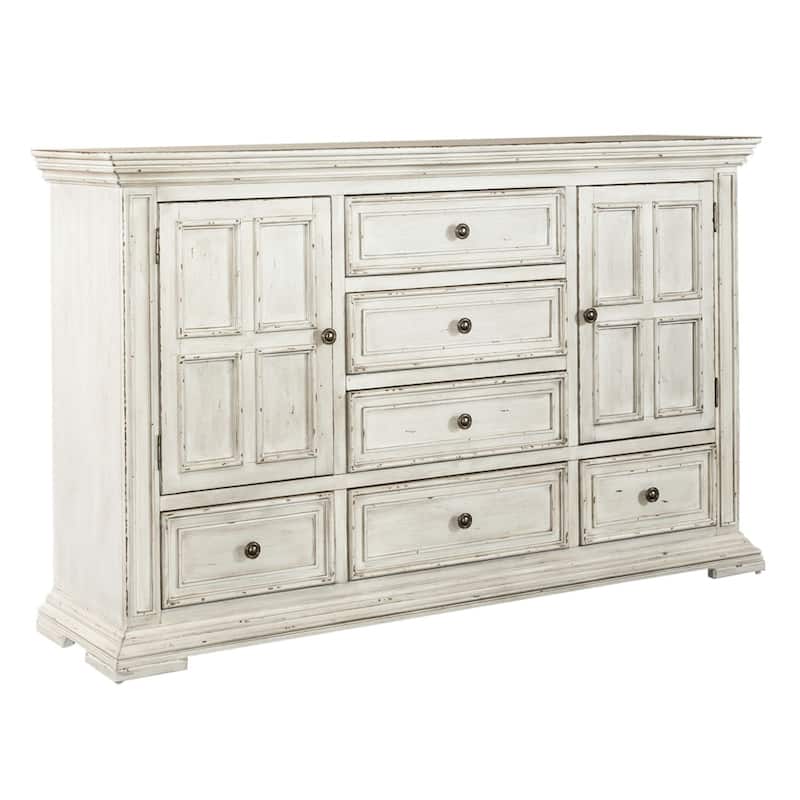 Big Valley Whitestone Distressed 2 Door 6 Drawer Dresser