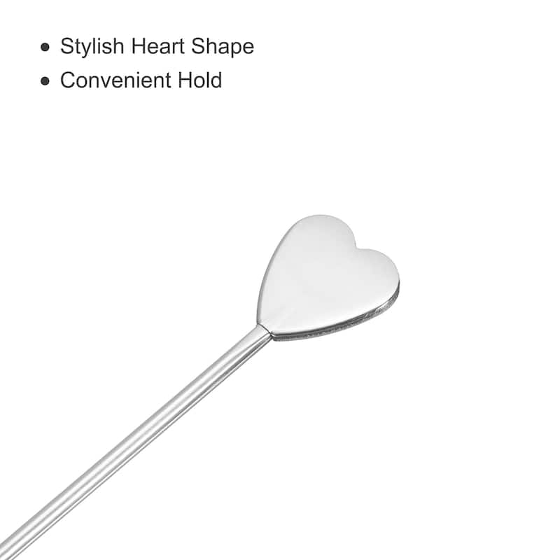 Metal Cocktail Toothpicks Heart Shape Drink Picks Cocktail Skewer 10Pcs (Silver) - Silver - 4.41"