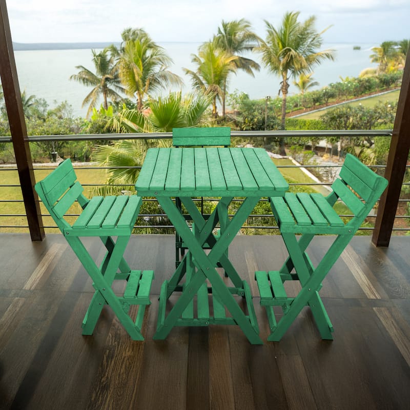 Key West Fully Assembled All-Weather Outdoor Folding Bar Set - 3-piece - Green