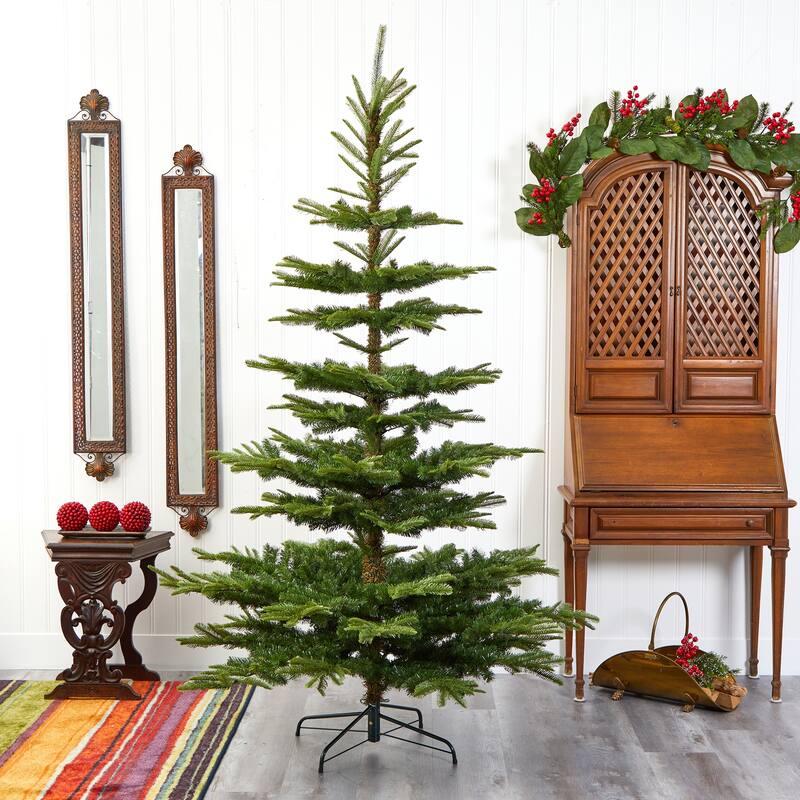 7.5ft Artificial Christmas Tree Layered Spruce Holiday Decor with Stand - Green - 84