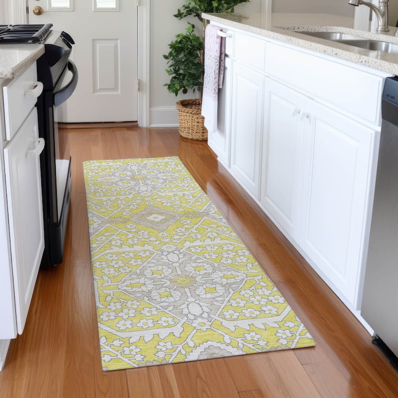 Premium Washable Super Soft Traditional Agra Mayfield Rug - Yellow - 2'3" x 7'6"