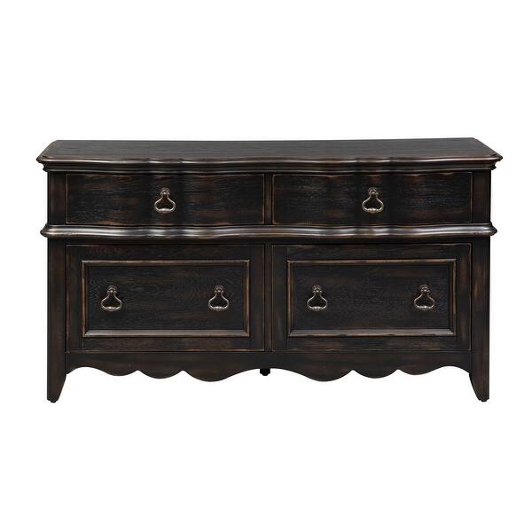 Copper Grove Antibes Wire Brushed Antique Black Credenza And Hutch Set Overstock 25743099