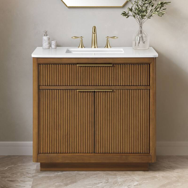OVE Xander Bathroom Vanity with White Engineered Stone Top