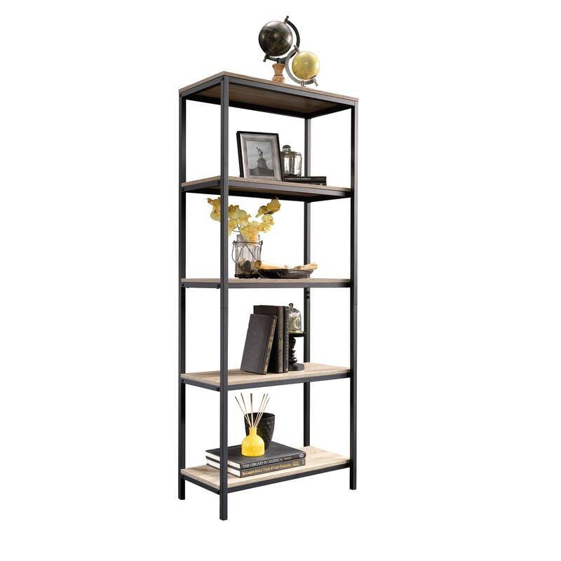 Wood Tall Bookcase with Open Shelves, Brown - 23.47" W x 11.64" D x 56.77" H