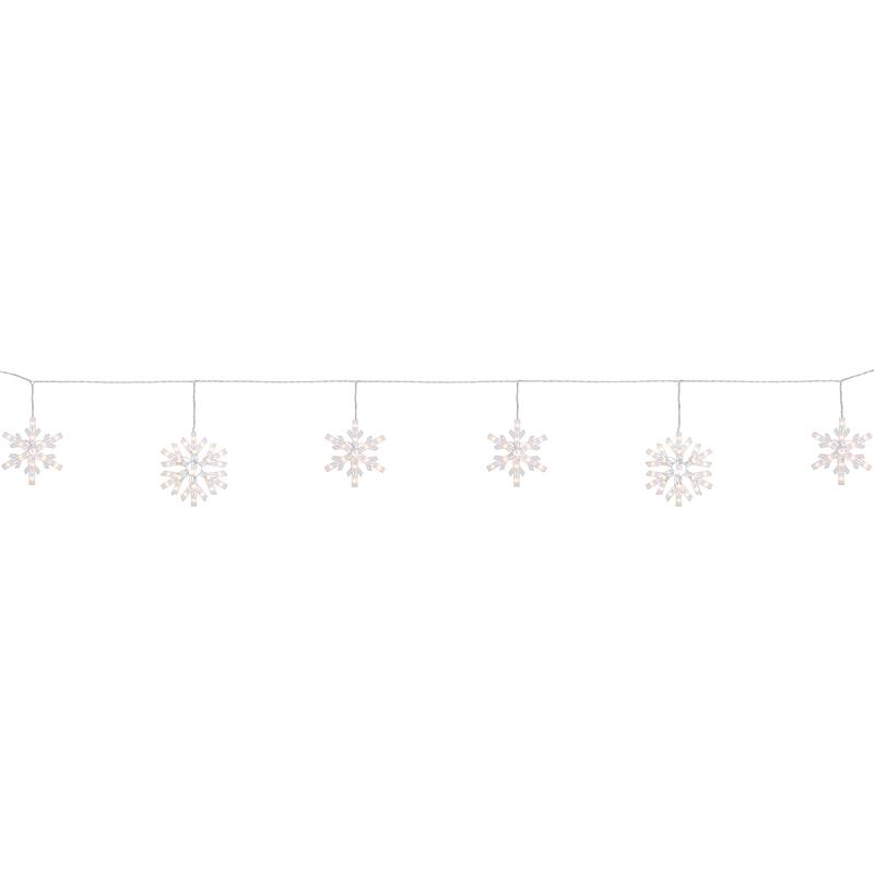 Snowflake Christmas Lights - White - 8.5' White Wire - 5ct