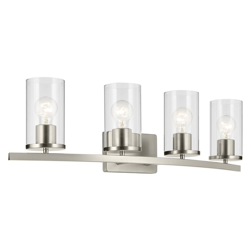 Kichler Lighting Crosby Bathroom Vanity Light with Clear Glass - Brushed Nickel - 4-Light