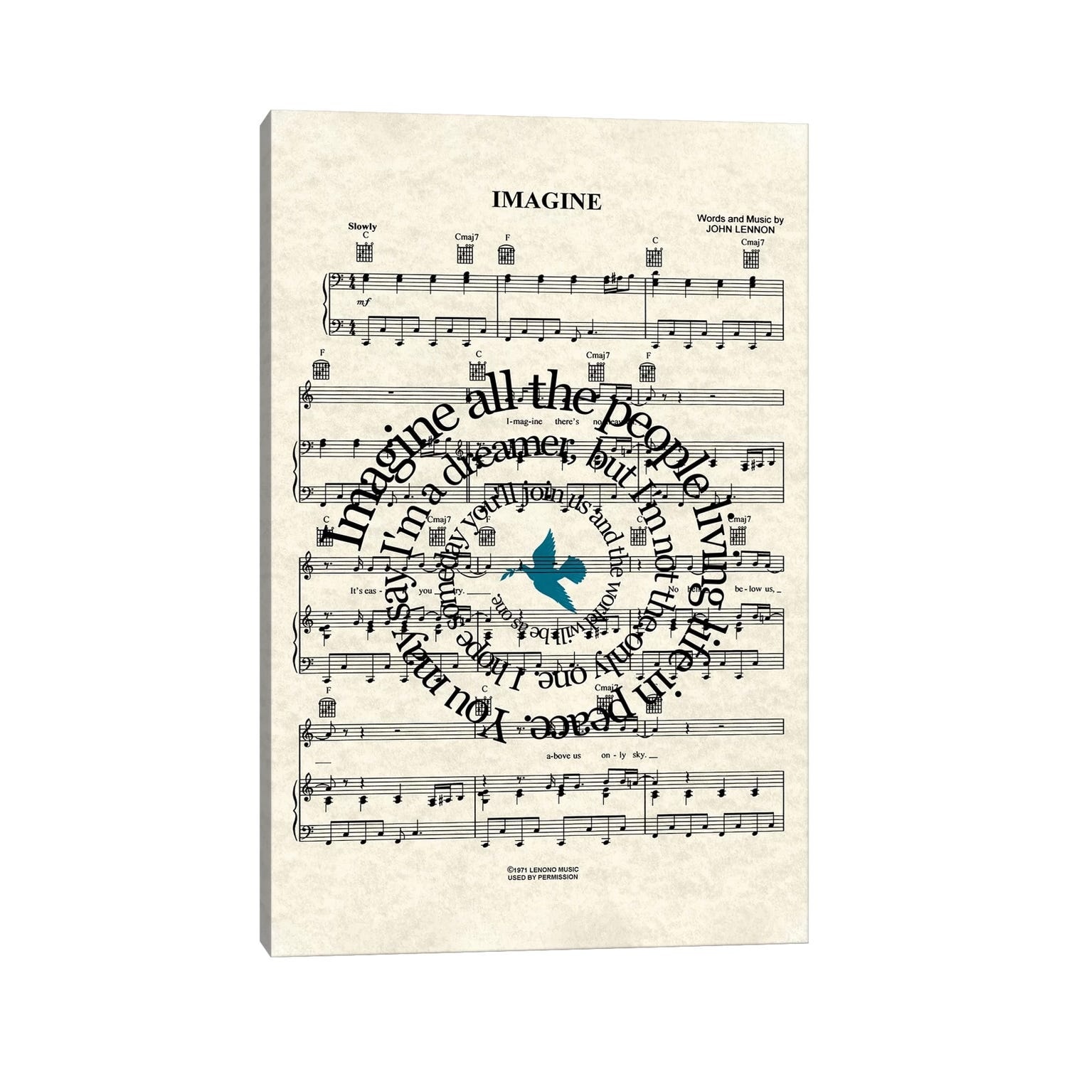 iCanvas "Imagine - Blue Dove" by WordsAndMusicArt Canvas Print