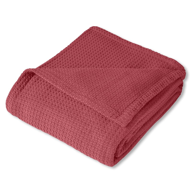 Sweet Home Collection Cotton Basket Weave Textured Blanket