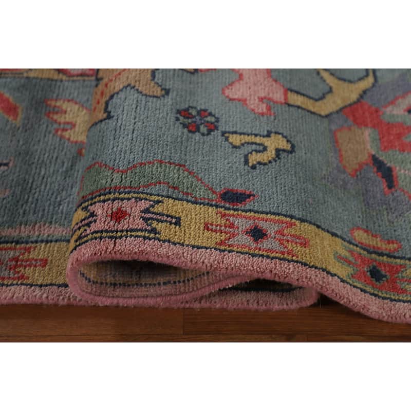 Pink Oushak Oriental Area Rug Hand-Knotted Wool Carpet - 8'10" x 12'0"
