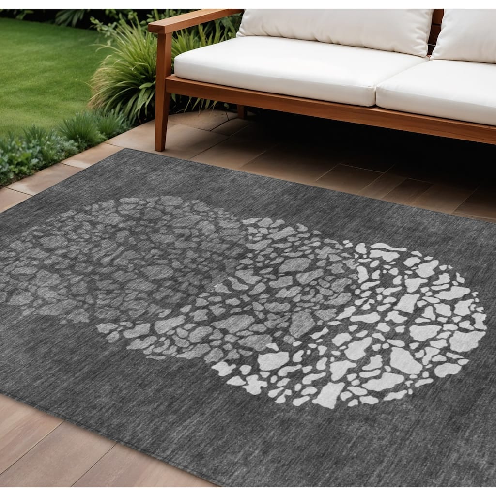 HomeRoots Abstract Transitional Rectangle Outdoor Rug