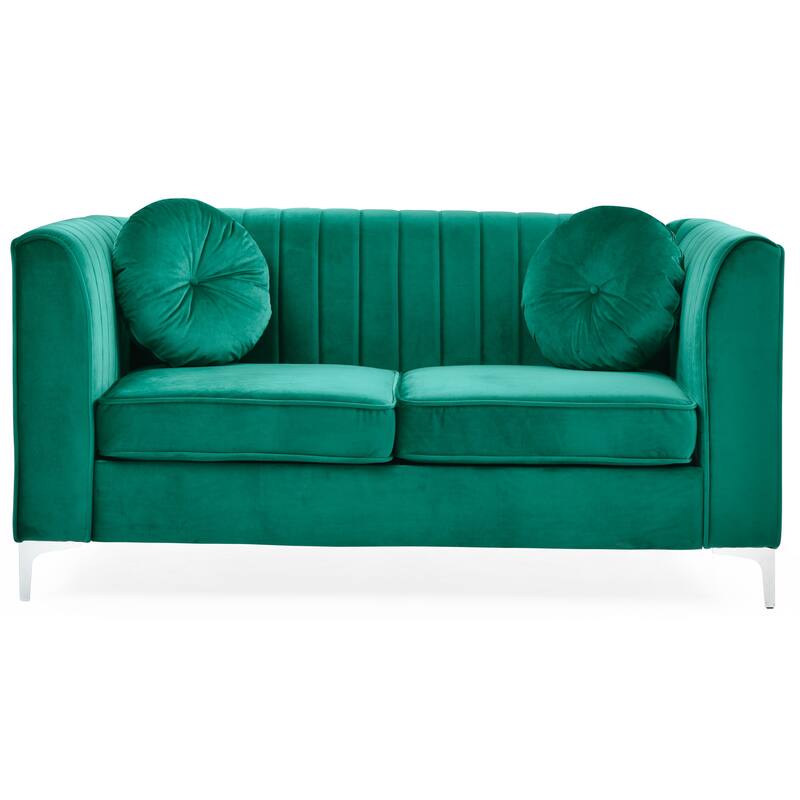 Modern Velvet Loveseat Sofa, Micro Suede Loveseat Couch with Nailhead