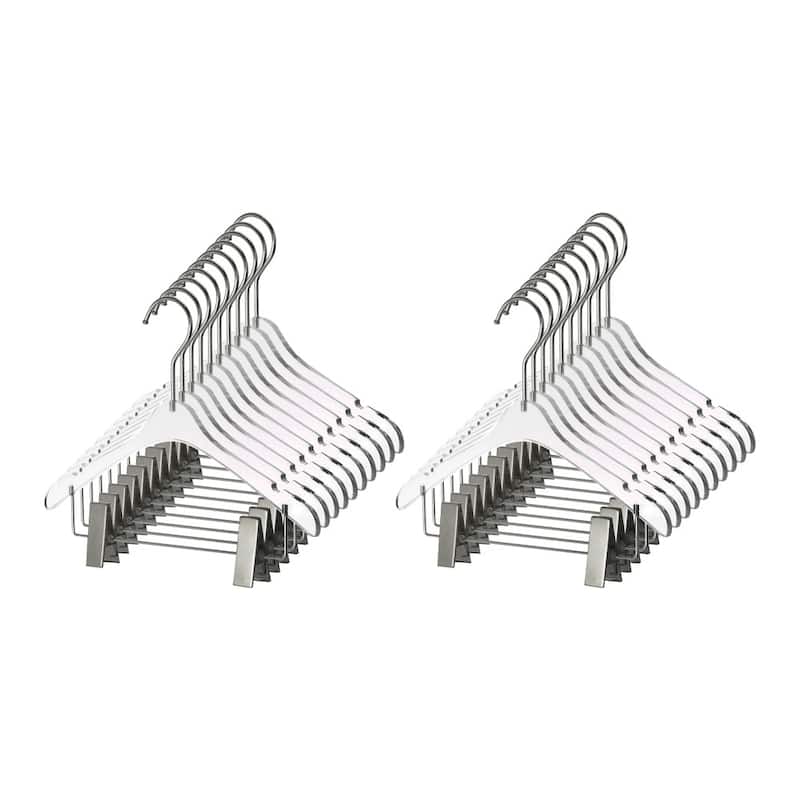 YBM Home Quality Acrylic Clear Hangers with Clips, Baby - Pack of 20 - Silver