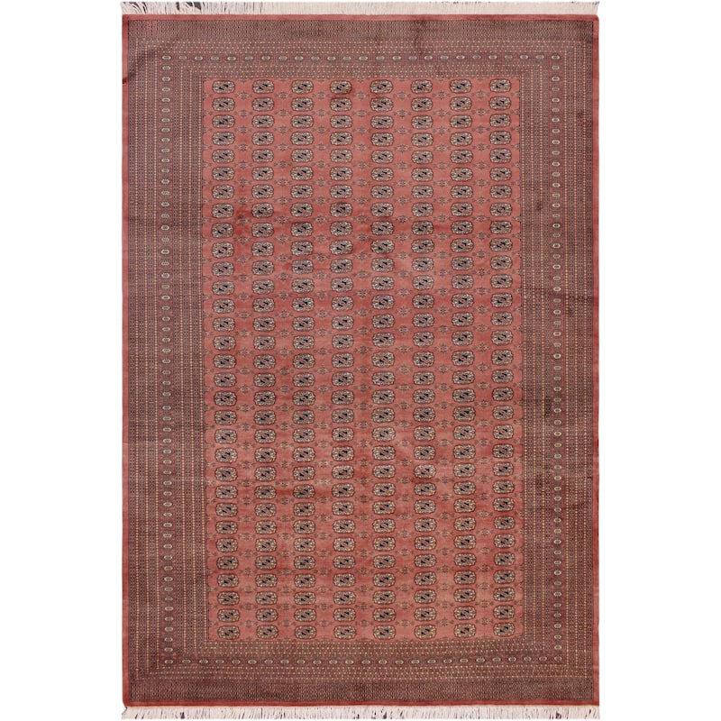 Rustic Bokhara Hoffman Peach/Black Hand Knotted Wool Rug - 9'5'' x 11'10''