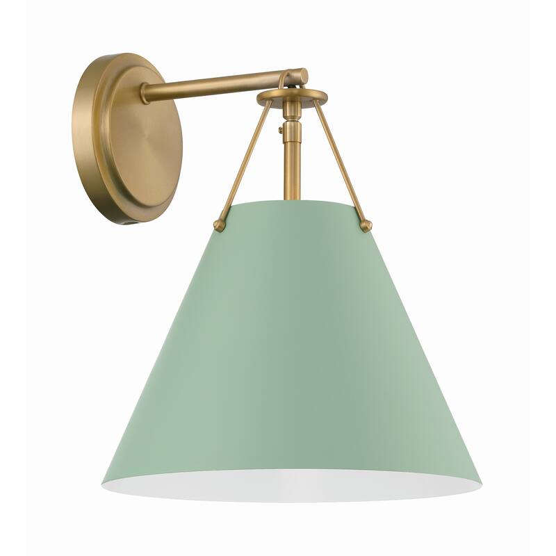 Xavier 1 Light Vibrant Gold and Green Sconce - 10"W x 12.5"H x 10.5"D