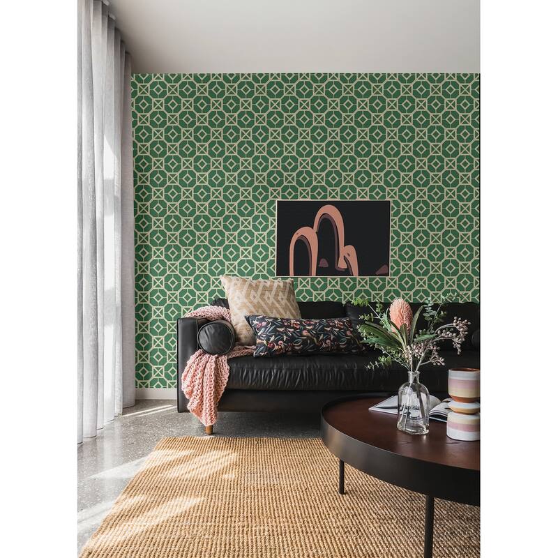 A-Street Prints Livia Green Trellis Wallpaper