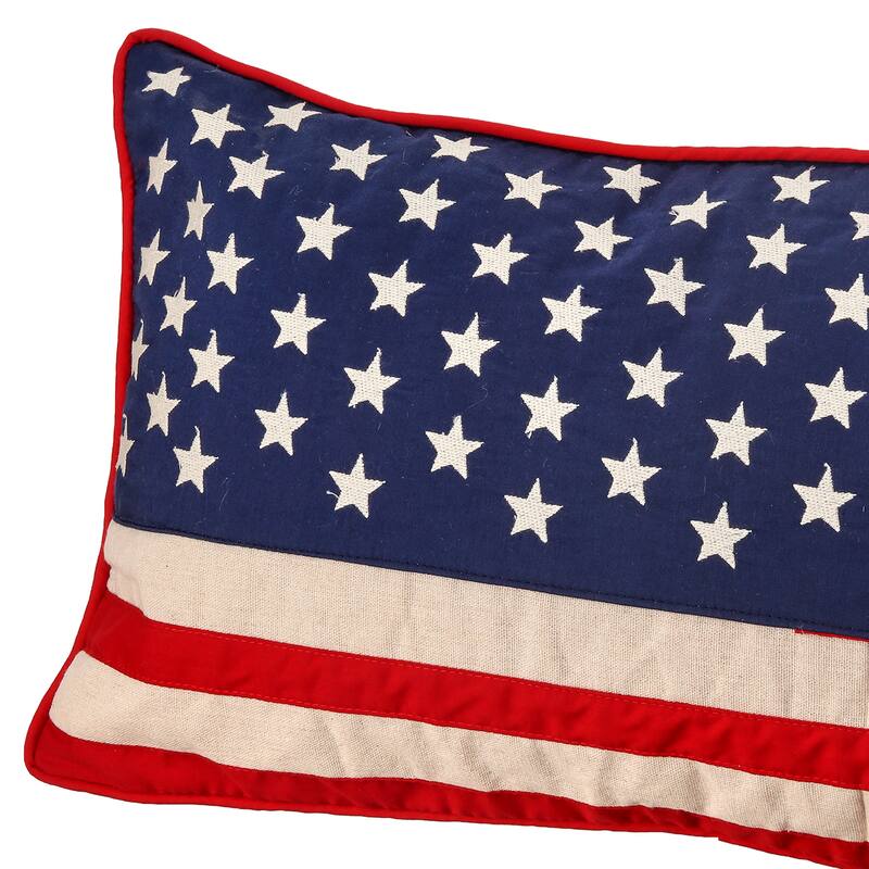 Fabric American Flag Lumbar Pillow 12x22"